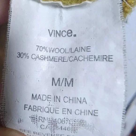 VINCE chartreuse mustard cashmere scoop neck sweater med - Picture 10 of 12